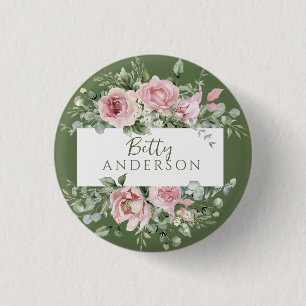 Rosa Blush Pink mit individuellem Namen Button