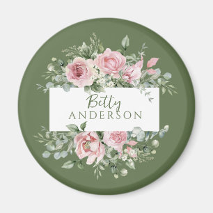 Rosa Blush Pink mit individuellem Namen Magnet