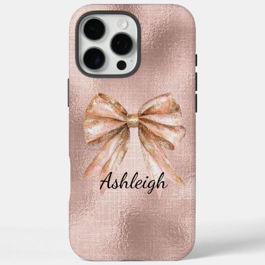 Rosa Blush Rose Gold Bow Case-Mate iPhone Hülle (Rückseite)