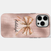 Rosa Blush Rose Gold Bow Case-Mate iPhone Hülle (Rückseite (Horizontal))