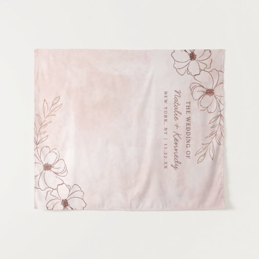Rosa Blush & Rose Gold Foil Foto Stand Hintergrund Wandteppich (Vorderseite (Horizontal))