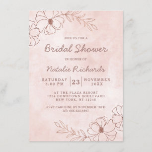 Rosa Blush & Rose Gold Foil Wedding Brautparty Einladung
