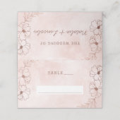Rosa Blush & Rose Gold Foil Wedding Tischnummer Platzkarte (Außenseite Aufgefaltet)