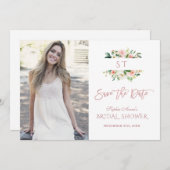 Rosa Blush Rose Gold Foto Brautparty Save The Date (Vorne/Hinten)