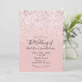 Rosa Blush Rose Gold Glitzer Einladung (Stehend Vorderseite)