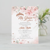 Rosa Blush Rose Gold Mis Quince Quinceanera Folieneinladung (Stehend vorne)