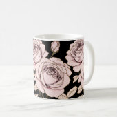Rosa Blush-Rosen-Blumen-Tasse Kaffeetasse (VorderseiteRechts)