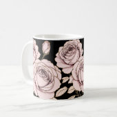 Rosa Blush-Rosen-Blumen-Tasse Kaffeetasse (Vorderseite Links)