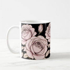 Rosa Blush-Rosen-Blumen-Tasse Kaffeetasse