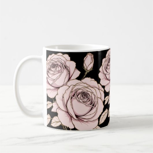 Rosa Blush-Rosen-Blumen-Tasse Kaffeetasse (Links)