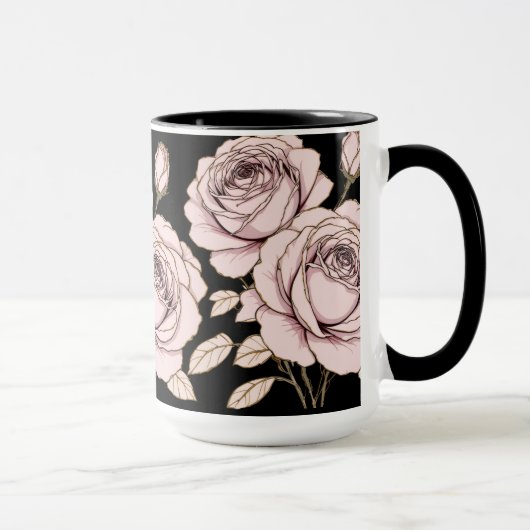 Rosa Blush-Rosen-Blumen-Tasse Tasse (Rechts)