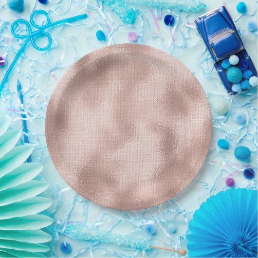 Rosa Blush Rosen Gold Geburtstag Pappteller (Party)