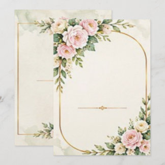 Rosa Blush-Rosen und Gold-Bogenrahmen Einladung