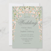 Rosa Blush Sage Grüne Wildblumen Hochzeit Einladung (Vorderseite)
