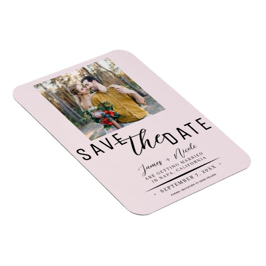 Rosa Blush Save the Date Foto Hochzeit Magnet (Rechte Seite)