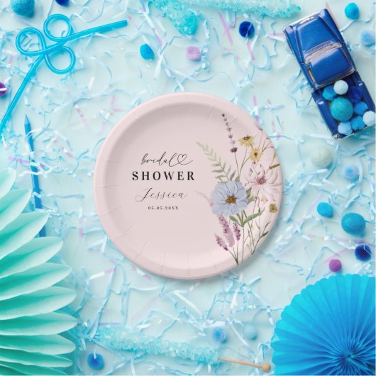 Rosa Blush Spring Wildblumen Garden Brautparty Pappteller (Party)