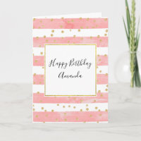 Rosa Blush Streifen & Imitate Goldener Confetti Ge