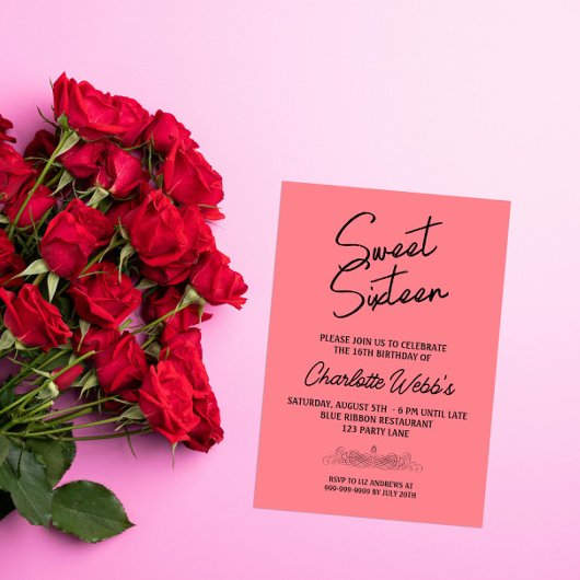 Rosa Blush Sweet 16. Geburtstag Einladung