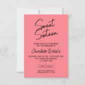 Rosa Blush Sweet 16. Geburtstag Einladung (Vorderseite)