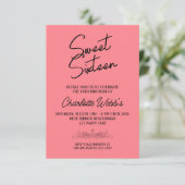 Rosa Blush Sweet 16. Geburtstag Einladung (Stehend Vorderseite)