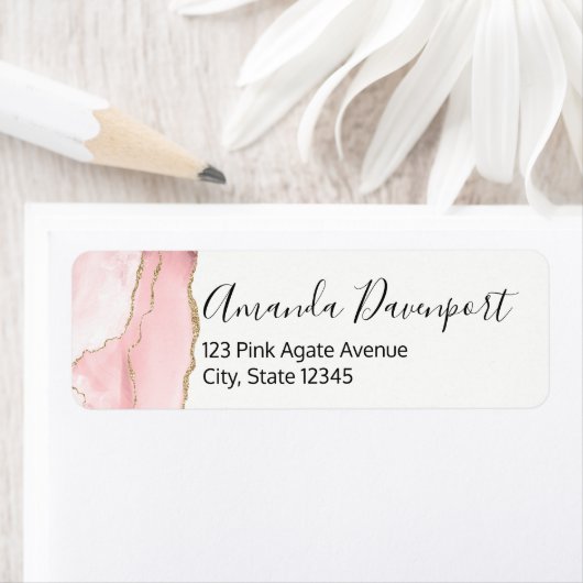 Rosa Blush Tor mit Gold Ribbon Elegant (Insitu)