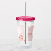 Rosa Blush Tor mit Gold Ribbon Elegant Acryltrinkbecher (Rechts)