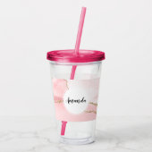 Rosa Blush Tor mit Gold Ribbon Elegant Acryltrinkbecher (Rückseite)