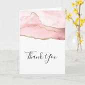 Rosa Blush Tor mit Gold Ribbon Elegant Dank Karte (Gelbe Blume)