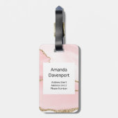 Rosa Blush Tor mit Gold Ribbon Elegant Gepäckanhänger (Rückseite vertikal)