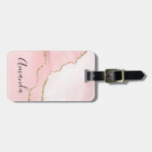 Rosa Blush Tor mit Gold Ribbon Elegant Gepäckanhänger (Vorderseite horizontal)