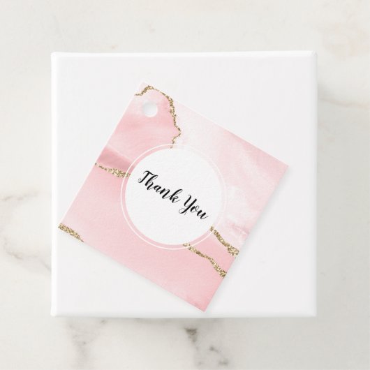 Rosa Blush Tor mit Gold Ribbon Elegant Geschenkanhänger (Beispiel)