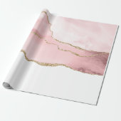 Rosa Blush Tor mit Gold Ribbon Elegant Geschenkpapier (Ungerollt)