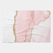 Rosa Blush Tor mit Gold Ribbon Elegant Geschirrtuch (Horizontal)