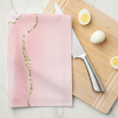 Rosa Blush Tor mit Gold Ribbon Elegant Geschirrtuch (Viertel Falte)