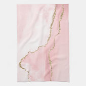 Rosa Blush Tor mit Gold Ribbon Elegant Geschirrtuch (Vertikal)