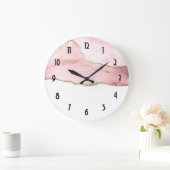 Rosa Blush Tor mit Gold Ribbon Elegant Große Wanduhr (Zuhause)