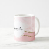 Rosa Blush Tor mit Gold Ribbon Elegant Kaffeetasse (VorderseiteRechts)