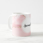 Rosa Blush Tor mit Gold Ribbon Elegant Kaffeetasse (Vorderseite Links)