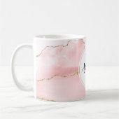 Rosa Blush Tor mit Gold Ribbon Elegant Kaffeetasse (Links)