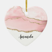 Rosa Blush Tor mit Gold Ribbon Elegant Keramik Ornament (Vorne)