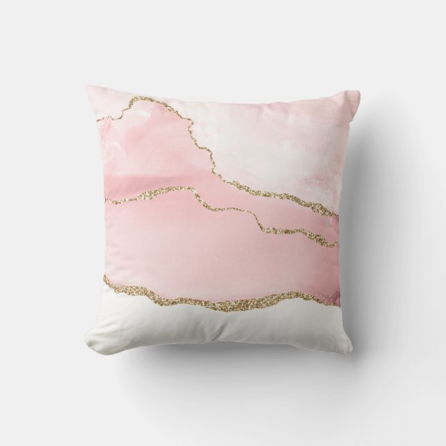 Rosa Blush Tor mit Gold Ribbon Elegant Kissen (Vorderseite)