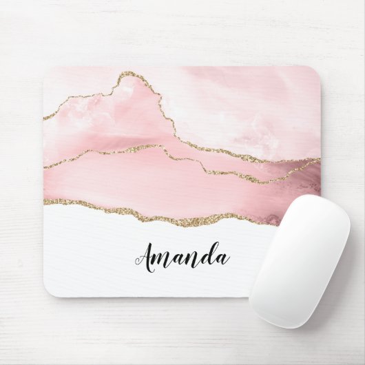 Rosa Blush Tor mit Gold Ribbon Elegant Mousepad (Mit Mouse)
