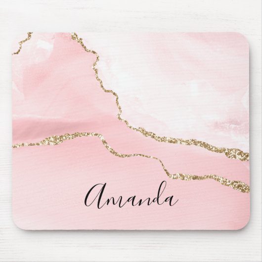 Rosa Blush Tor mit Gold Ribbon Elegant Mousepad (Vorne)