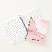 Rosa Blush Tor mit Gold Ribbon Elegant Notizblock (Innenseite)