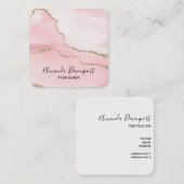 Rosa Blush Tor mit Gold Ribbon Elegant Quadratische Visitenkarte (Vorne/Hinten)