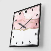 Rosa Blush Tor mit Gold Ribbon Elegant Quadratische Wanduhr (Winkel)