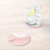 Rosa Blush Tor mit Gold Ribbon Elegant Runder Pappuntersetzer (Vor Ort)