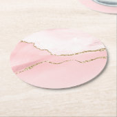 Rosa Blush Tor mit Gold Ribbon Elegant Runder Pappuntersetzer (Angewinkelt)