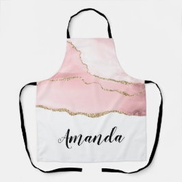 Rosa Blush Tor mit Gold Ribbon Elegant Schürze