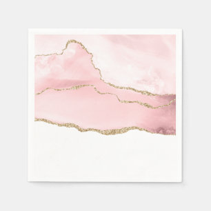 Rosa Blush Tor mit Gold Ribbon Elegant Serviette
